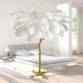 Ostrich Feather Floor Lamp | Golden 4-Light Branch
