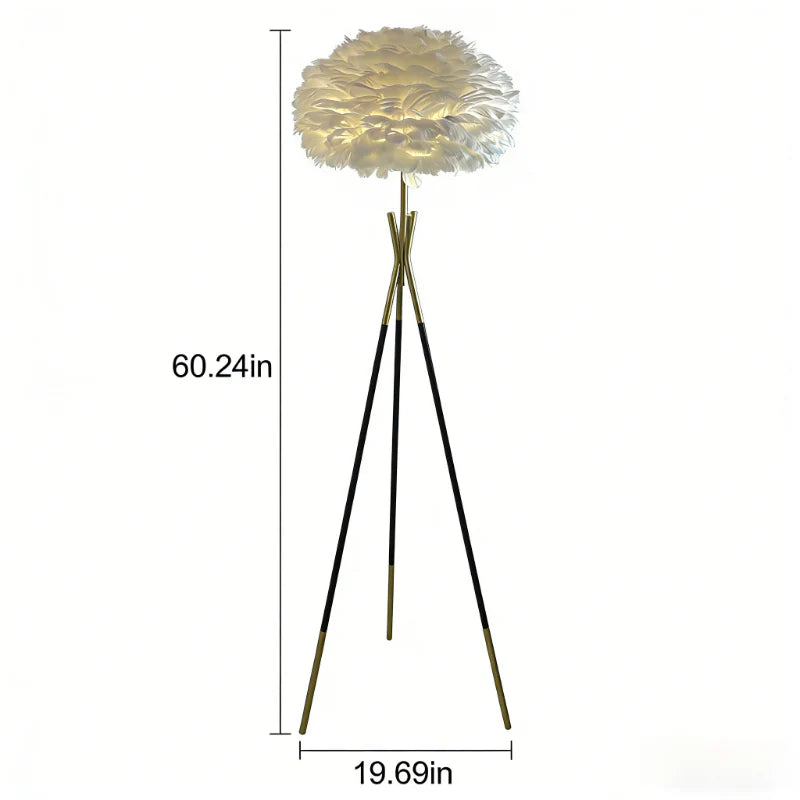 Nordic Feather Floor Lamp, LED 3-Color Dimmable Remote Ambient Light
