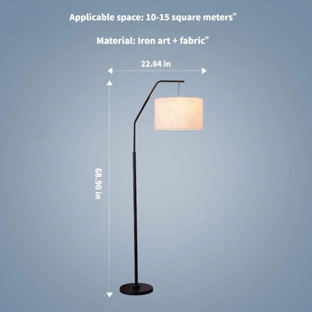 Modern Crescent Floor Lamp | Adjustable Swing Arm + Linen Shade | Nordic Minimalist Design for Living Room, Bedroom, or Study