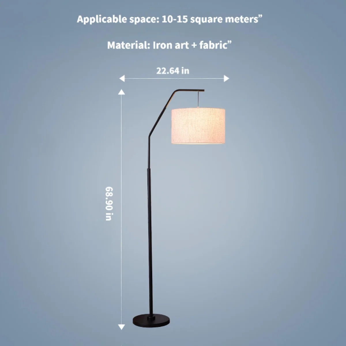 Modern Crescent Floor Lamp | Adjustable Swing Arm + Linen Shade | Nordic Minimalist Design for Living Room, Bedroom, or Study