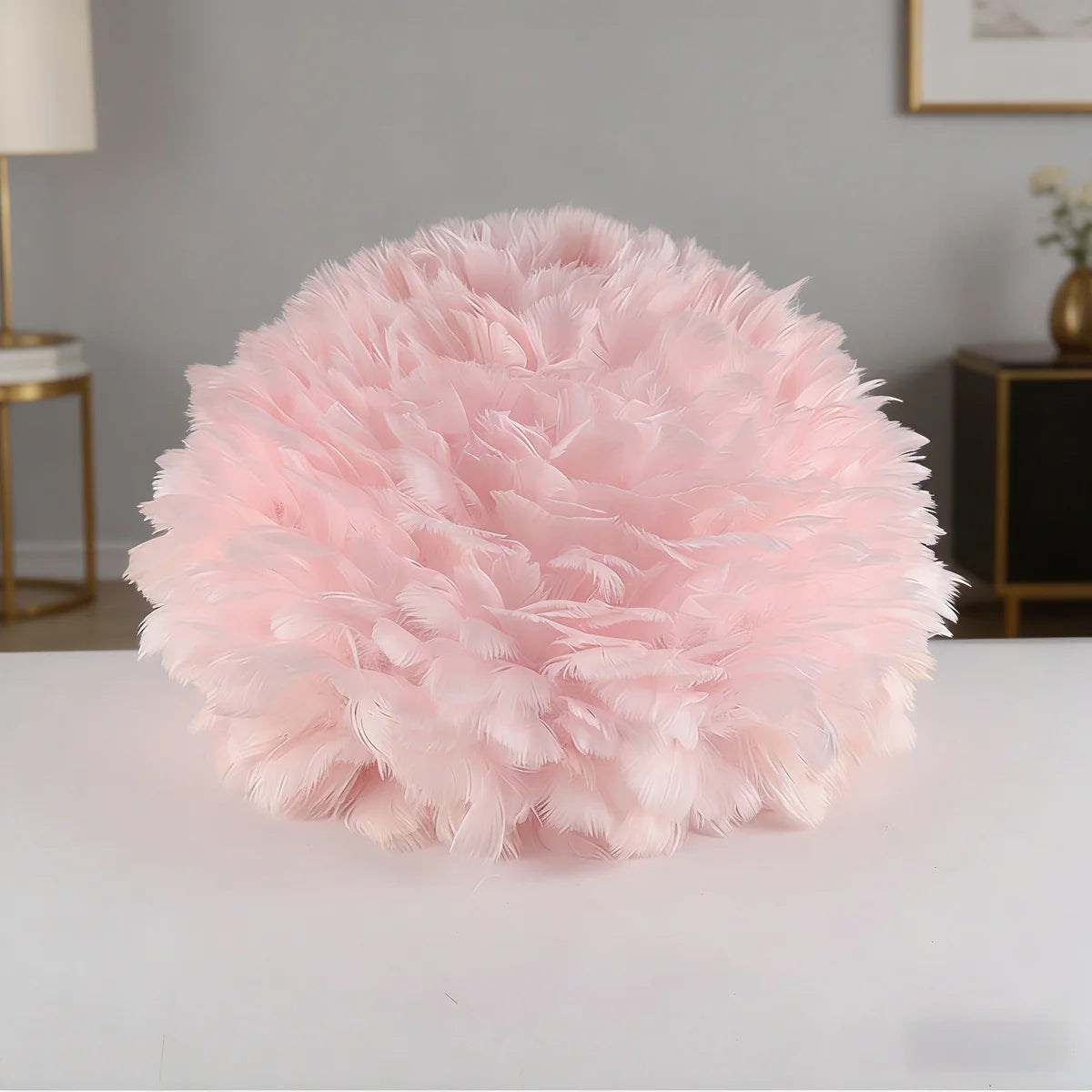 Nordic Feather LED Table Lamp, 3-Color Dimmable Bedside Ambient Light