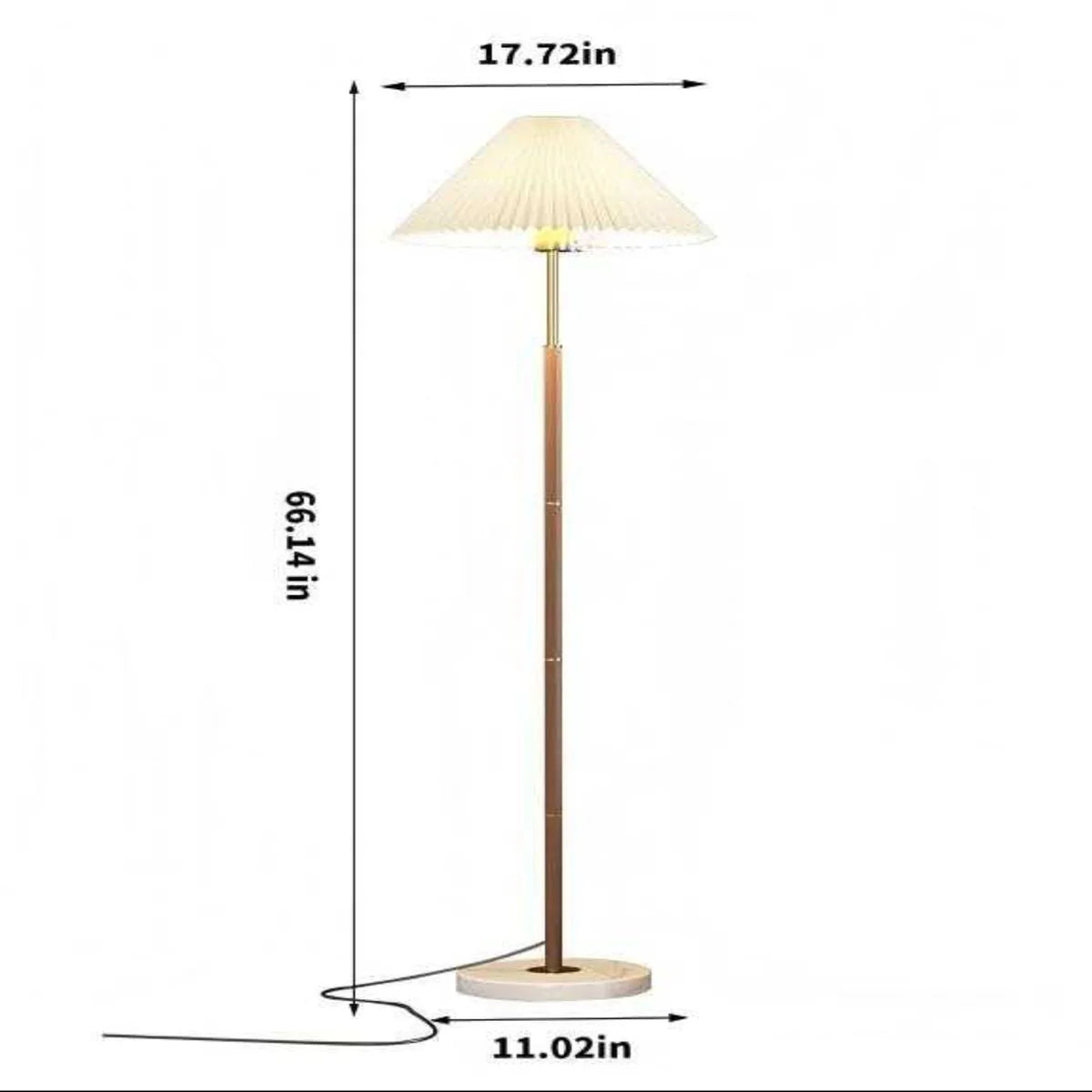 Wood & Gold Pleated Floor Lamp – retro-chic standing light, fits modern or mid-century spaces