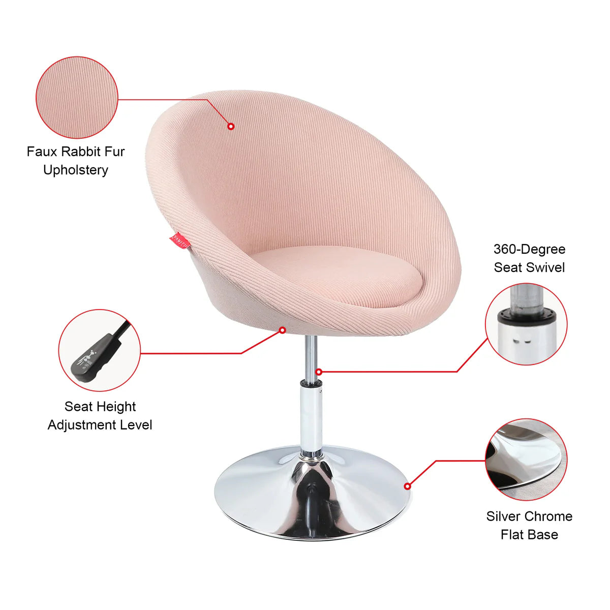 Bella Swivel Corduroy Vanity Chair