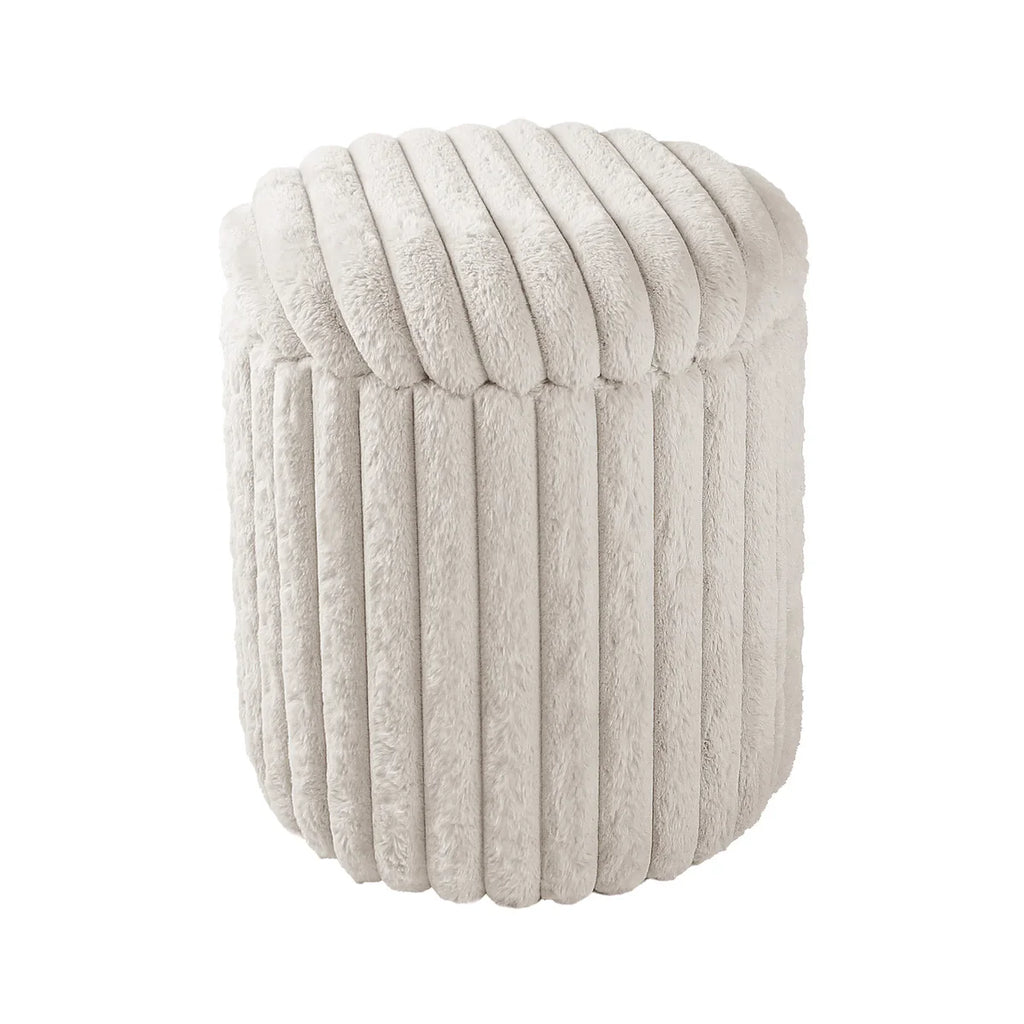 VANITII Rabbit Fur Storage Stool