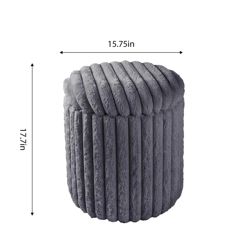 VANITII Rabbit Fur Storage Stool