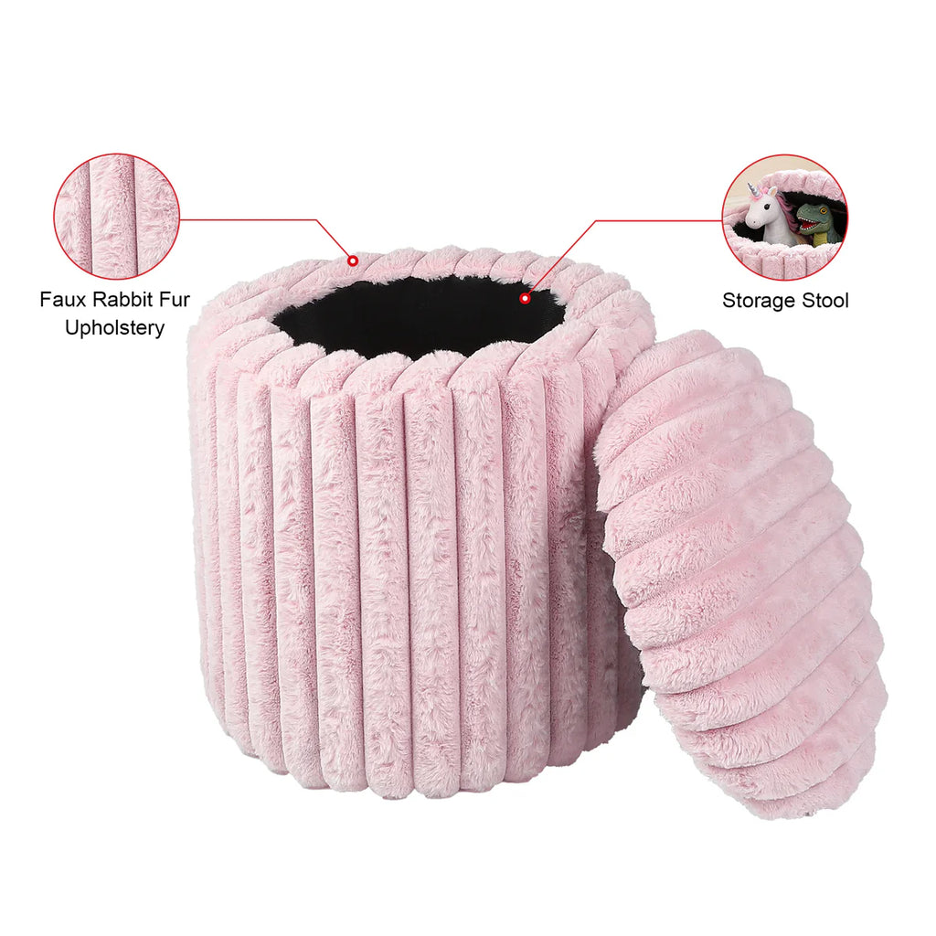 VANITII Rabbit Fur Storage Stool