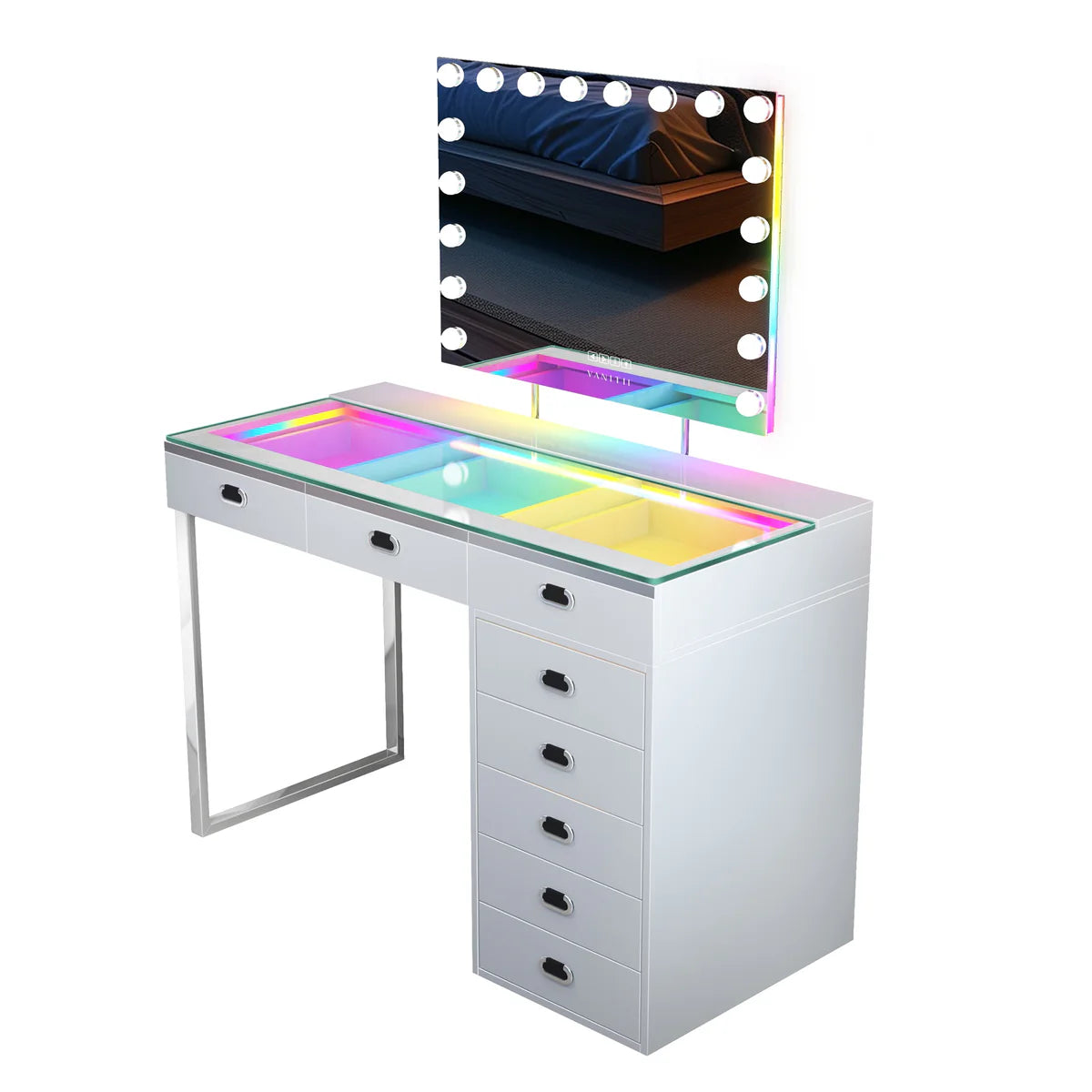VANITII Chelsea Vanity Set with Hollywood Music Mirror