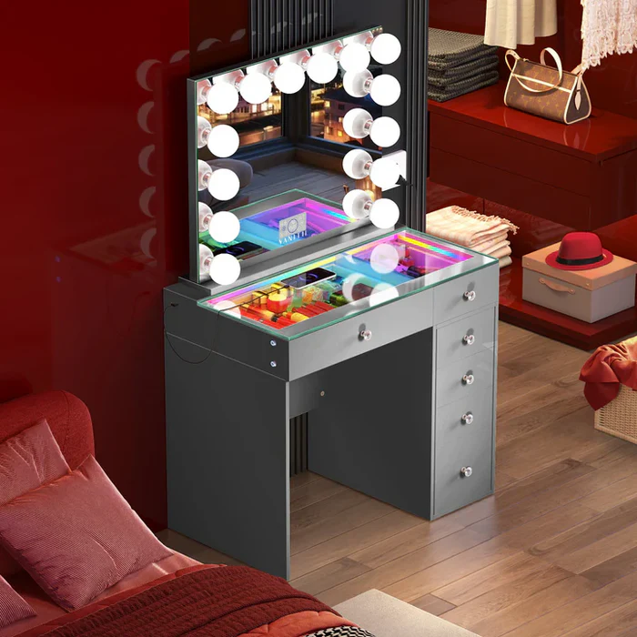 VANITII Mini Diana Vanity Set -6 Storage Drawers with Mirror